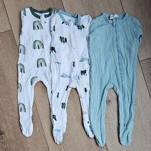 0-3M Kyte Baby Zippered Footie Bundle In Green